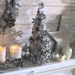 Ellen DeGeneres Set of 2 Floral Trees, Silver, NWT